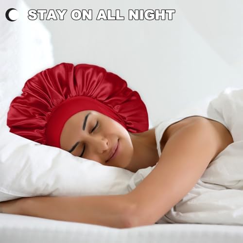 2 Pcs Extra Large Satin Hair Bonnet for Sleeping Cap for Women Men - Image 2