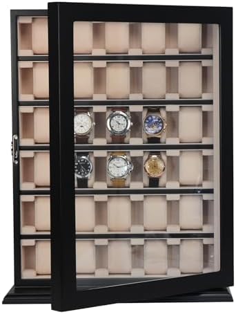 TIMELYBUYS 30 Piece Black Wood Watch Display Wall Hanging Case and Storage Organizer Box and Stand for Oversized Watches - Image 7