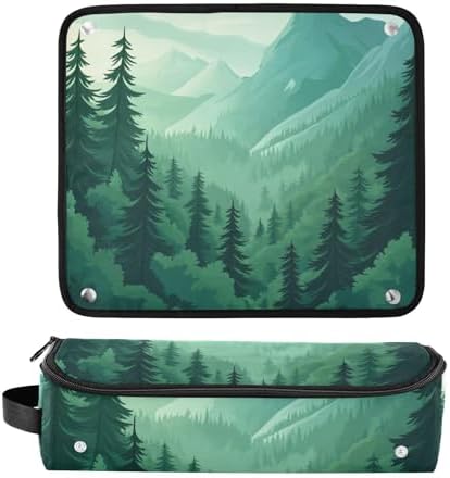 Hair Tools Travel Bag with Heat Resistant Mat Detachable 2-in-1 Curling Iron Travel Case Hot Tools Organizer for Straightener Flat Iron Mountain Forest Trees Green 02 - Image 3