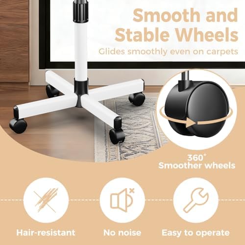 36" Salon Tray on Wheels White, Adjustable Height Tattoo Tray Cart - Image 3