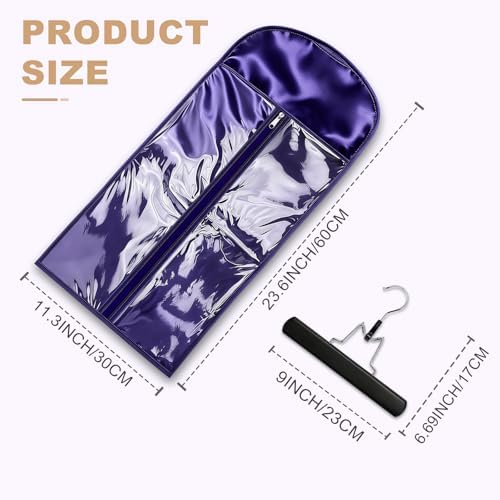 2 Pack Purple Silk Satin Wig Storage Bag with Hanger, Breathable Hair Extension Holder for Styling & Organizing, Dust-proof Silk Case for Protecting Hair Extensions & Wigs - Image 7