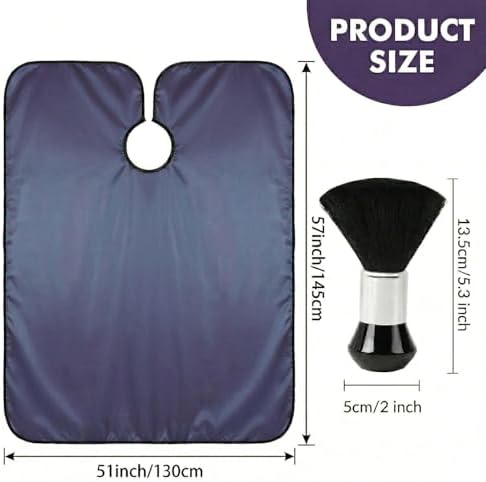 Professional Barber Cape with Neck Brush & Disposable Neck Paper, Purple - Image 2