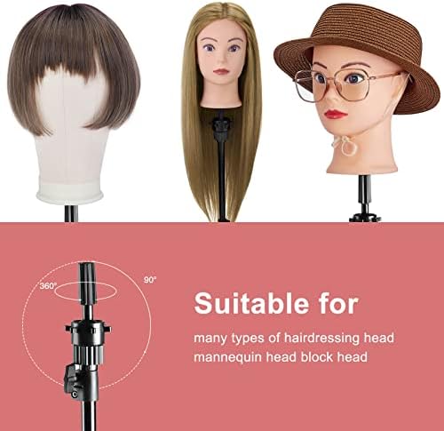 23In Wig Stand Wig Head with Tripod, Wig Head Stand Mannequin Head(Rose) - Image 5