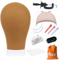 XTREND 21"-24'' Poly Canvas Block Head for Making Head Weft/Wig/Hair Extension Making Display Styling Mannequin Head with Stand Set Manikin Canvas Head Hair Accessories by XTREND