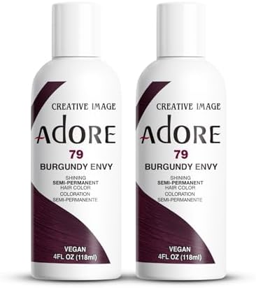 Adore Semi Permanent Hair Color, 079 Burgundy Envy, 4 Fl Oz (2 Pack) by Adore