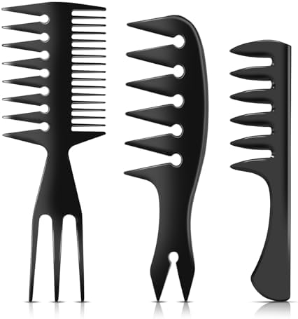 DUAIU 3Pcs Hair Styling Comb Set for Men, with Barber Accessories 3 in 1 Fish Tail Bone Shape Comb, Wide Tooth Comb, Texture Comb for Slicked-back, Quiff, Pompadour, Fauxhawk, Undercut by DUAIU