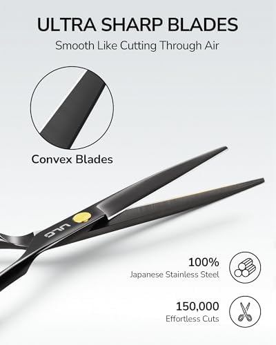 Hair Cutting Scissors, ULG Professional Hair Scissors 6.5” Right-Hand Razor Edge Barber Shears Salon Hair Cutting Shears Made of Japanese Stainless Steel, Hand Sharpened Black - Image 2