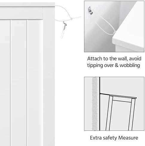 Yaheetech Bathroom Storage Cabinet with 4 Beadboard Drawers and Door, White - Image 5
