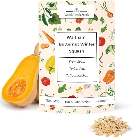 Waltham Butternut Squash Seeds for Planting, 100+ Heirloom Non-GMO Seeds, Pack of 2 by WoodsCreekSeeds