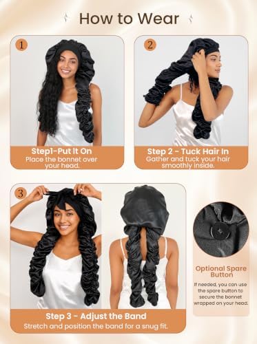 Double Layer Slik Like Satin Bonnet, 33-43" XXL Bonnet for Braids Long Hair - Image 5