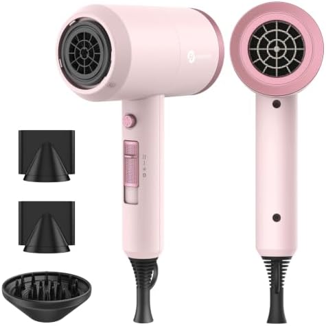 Slopehill Professional Ionic Hair Dryer, Powerful 1800W Fast Drying Low Noise Blow Dryer with 2 Concentrator Nozzle 1 Diffuser Attachments for Home Salon Travel (Pottery Pink and Rose Gold) by slopehill