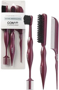 Conair Slick Back Tail Comb Set, 3-Pack with Fine Tooth Tail Comb, Edge Brush, and Smoothing Brush for Teasing, Parting, and Smoothing Sleek Hair Styles, Control Hair Flyaways by conair