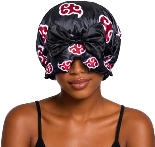 Red Cloud Satin Sleeping Mask Bonnet, Anime-Inspired Sleep Cap with Attached Eye Mask, Soft Silky Hair Cover for Women and Men by CrownLimitedSupply