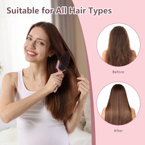 Curly Hair Brush, Curl Defining Brush, Hair Brush, Flexible, Curl Enhancing, Reduce Pulling (Pink) - Image 4