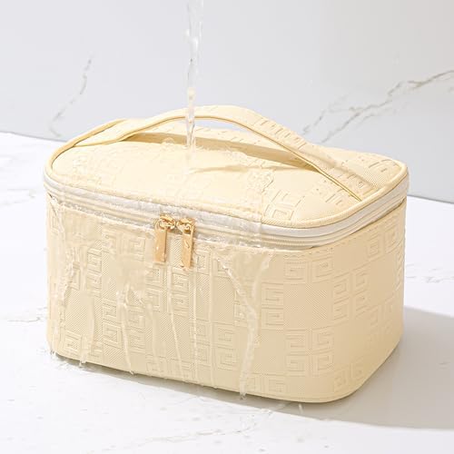 Meiyuuo Travel Makeup Bag for Women, PU Leather Cosmetic Bag, Light Green - Image 7