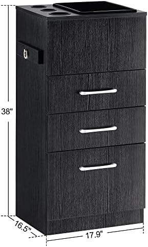 BarberPub Salon Storage Cabinet with Hair Dryer Holders 2035 (Black) - Image 2