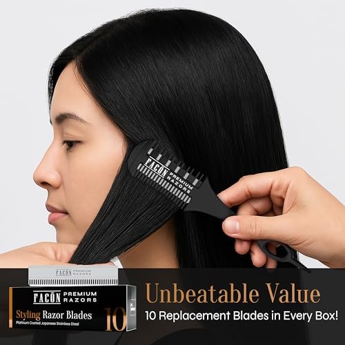 Facón Razor Comb for Hair Cutting - Professional Hair Cutting Comb Kit with 12 Replacement Blades, Double Edge Shaper for Salon & Home, Premium Styling Thinning Texturizing Split Ends Trimming Razor - Image 5