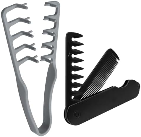 2 Pack Texture Styling Comb, Wide Tooth Volumizing, ABS, Black Grey by Qjaiune