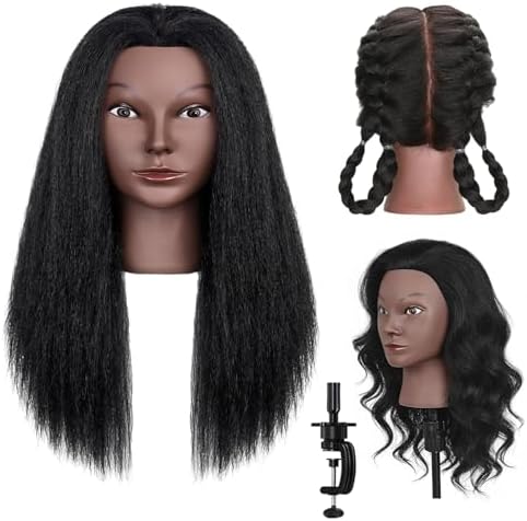 Mannequin Head with 100% Human Hair,TopDirect 16"Real Hair Cosmetology Mannequin Manikin Head Hair Styling Hairdressing Practice Training Doll Head with Clamp Holder and Tools (Black) by TopDirect