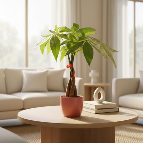 Money Tree Live Plant | 14-22 Inches Tall Bonsai | Easy to Grow Indoor Houseplant | Home, Office, or Room Decor | Birthday, Housewarming Gift (Coral) - Image 6