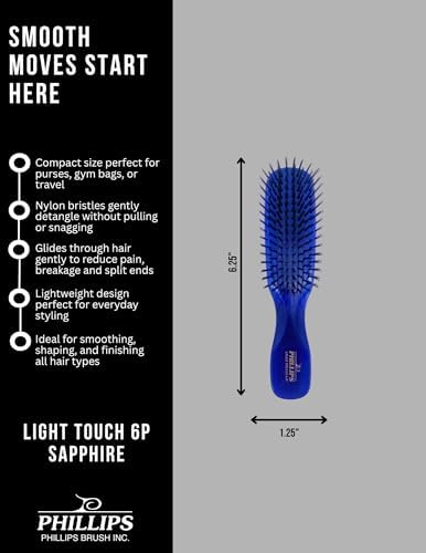 Phillips Brush Light Touch 6 Detangling Hair Brush, Petite Sapphire Blue - Image 2