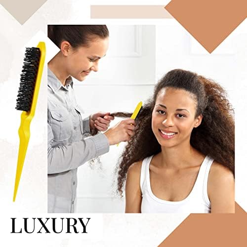 Geiserailie 3 Pcs Slick Back Hair Brush Set Bristle Brush, Yellow - Image 3