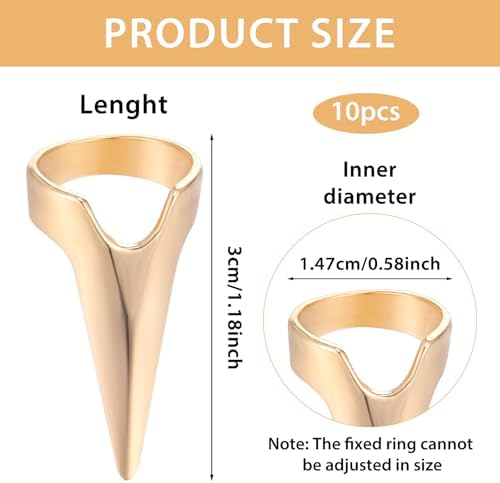 Giantree 10Pcs Braiding Aid Hair Parting Ring, Nail Covers Back Scratcher, Hair Parting Selecting Sectioning Tool, for Hair Braiding Supplies Cosplay Nail Art Holiday Party(Gold + Silver) - Image 2