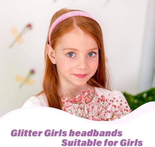 Headbands for girls Women 6Pcs Glitter Rainbow Headband Women Girls Sparkly Headband Gold Pink White Purple Hairband for Girls Hair Accessories for Party Holiday Back to School - Image 7