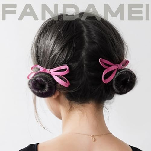 FANDAMEI Hair Bun Makers: Small & Extra Small Donut & Ballet Buns for Kids with Elastic Ties & Pins (Black) - Image 6
