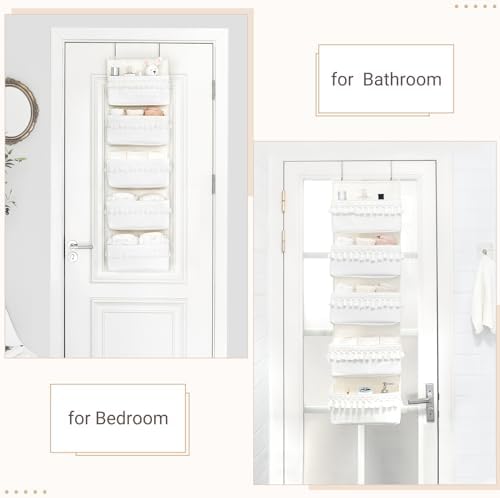 Dahey Over The Door Organizer 5 Pockets Hanging Behind Door Storage, White - Image 2