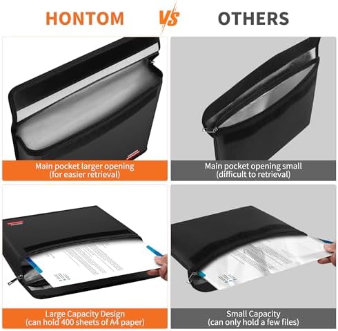 Hontom 6400℉ Fireproof Document Bag with 2 Pockets - Image 5