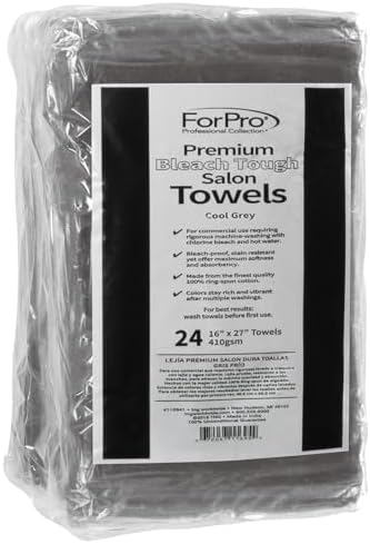 ForPro Premium Bleach Tough Salon Towels, 24ct, Cool Grey, 27" L x 16" W - Image 2