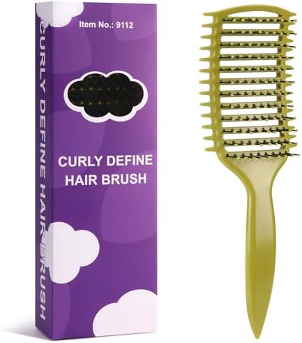 Curl Defining Brush, Vented Curly Hair Brush for Effortlessly Detangling Shaping and Defining Women's Men's Curls on All Wet or Dry Hair Types, Reduces Frizz (Matcha Green) by Unknown