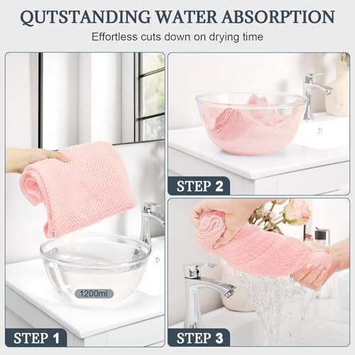 2 Pack Microfiber Hair Towel XL 41" x 24" Fast Dry, Soft, Absorbent - Image 3