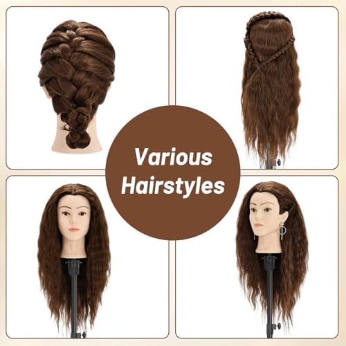 24" Mannequin Head with Hair for Hairdressing Training and Hair Styling - Image 4