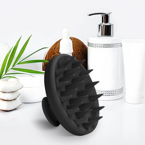 Meartchy Silicone Scalp Massager, Scalp Scrubber for Hair Growth with Soft Bristles, Scalp Exfoliator Brush Dandruff Removal Shampoo Brush for Wet Dry Scalp Care (Black) - Image 5