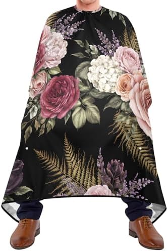 ALAZA Retro Rose Flower Barber Cape for Men Women, Waterproof Haircut Apron Beard Shaving Bib Hair Cutting Cloth 55 x 65 Inch - Image 2