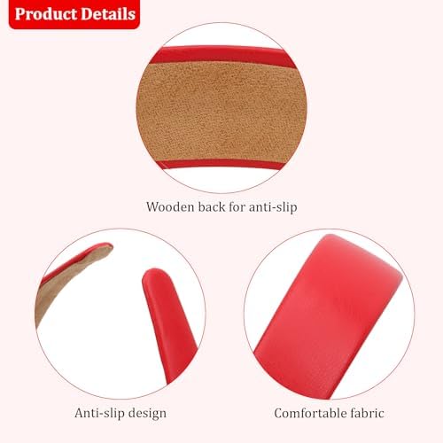 Red Headband Faux Leather Thin Hairband Halloween Head Bands for Womens & Girls Hair Solid Simple Holiday Cosplay Hair Accessories for Mothers Sisters - Image 6