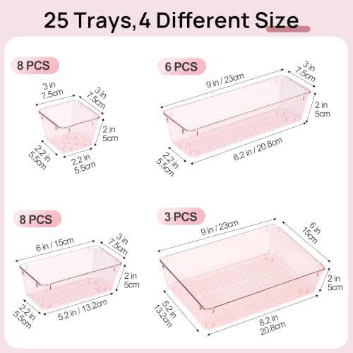 Vtopmart 25 Pack Plastic Drawer Organizers with Anti-slip Rubber Pads - Image 2