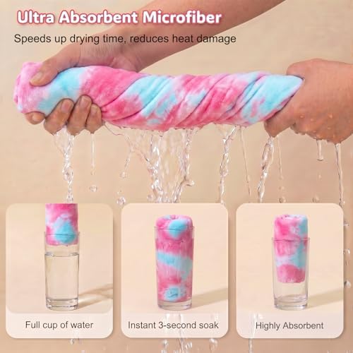 Basumee Microfiber Hair Towel Wrap for Kids Girls, Ultra Absorbent, 2 Pack - Image 2