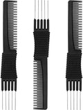 Leinuosen 3 Pack Teasing Combs with Metal Pick, Black by Leinuosen
