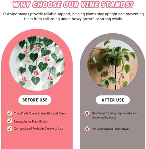 50 Pack Plant Vine Wall Clips – Decorative Flower Clips for Climbing Plants, Indoor & Outdoor Garden Vine Holders, Pink, Tool-Free Use, ABS Plastic - Image 3