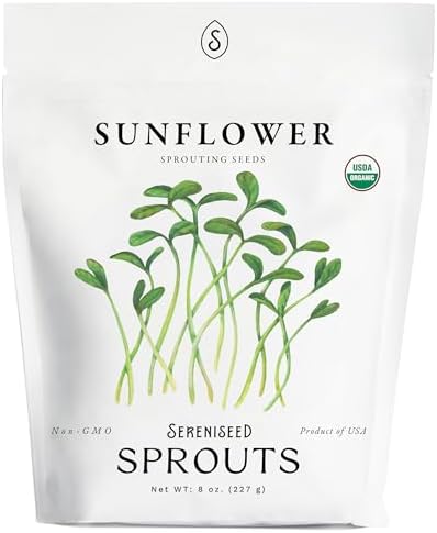 Organic Sunflower Sprout Seeds (8 oz) – Non-GMO, Heirloom Seeds for Sprouting and Microgreens by Sereniseed