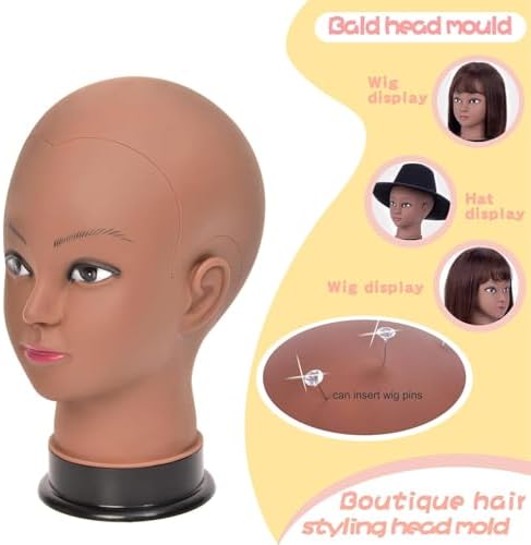 Bald Female Mannequin Head 22 Inches Big Head Circumference Makeup Training Head Wig Head Professional Cosmetology for Wig Making and Display Hat Helmet Glasses Display Head Model with Clamp Stand - Image 2