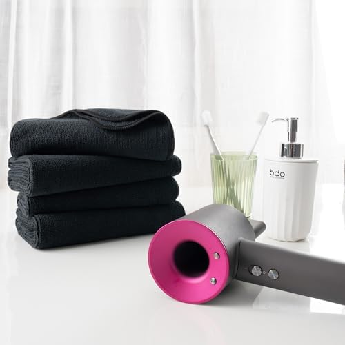 MICROFI New Microfiber Hair Drying Salon Towels, 16 x 29 inches, 4 Pack, Quick Dry, Lint Free 340 GSM (Black) - Image 4