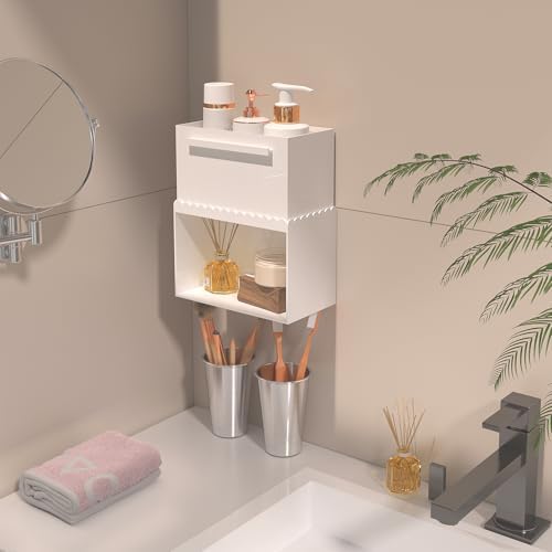 Scalloped 2 Cup Box Acrylic Hair Tool Organizer Wall Mount, Bathroom - Image 6
