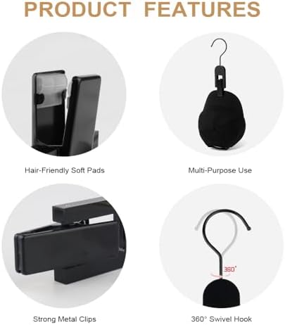 Acrylic Hair Extension Hanger 4Pcs Wig Clips for Salon & Home Hair Storage and Organization 2 In 1 Wig Display Stand with Silicone Protection - Image 5