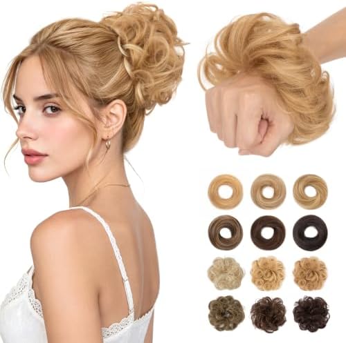 Messy Bun Hair Pieces Human Hair, Wavy #12P613 by SLEEKALON