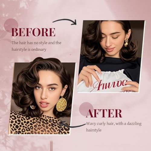 Heatless Hair Curler Heatless Curls Overnight Heatless Blowout with Luxury Cloth Bag Silk Scarf, Curling Rod Headband to Sleep in No Heat Curling with (burgundy, 3Rods) - Image 3