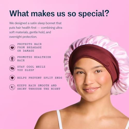 GIMME Beauty Sweet Dreams Satin Bonnet, Fine Hair, Pink, 1 Ct - Image 4
